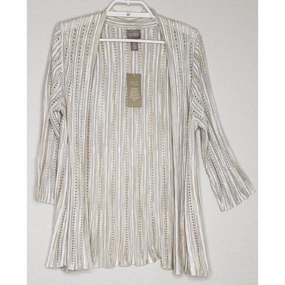 Chico's Captiva Sands Spacedye Stephanie Sweater Cardigan Size 0 Open Front NWT - Picture 1 of 9